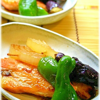 鮭と野菜のポン酢焼き
